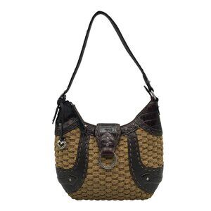 Brighton Brown Embossed Leather Jute Shoulder Bag